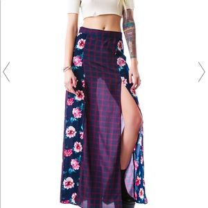 Dolls kill peony plaid maxi skirt ***NWT